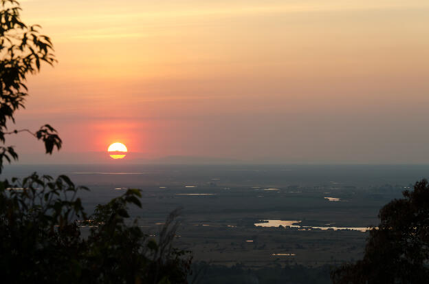 Sunset at temple near Kampong Thom