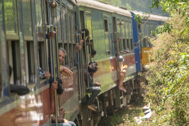 Tourists' popular train ride from Ella to Nuwara Eliya, Sri Lanka