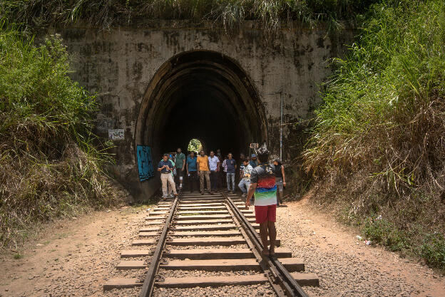 Tunnel besides Nine Arch Bridge, a popular tourist spot in Ella, Sri Lanka