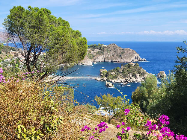 View onto Isola Bella in Mazzarò, Sicily