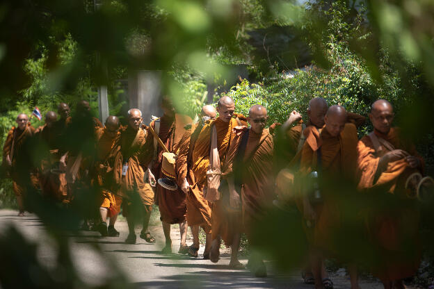 Thai monks visiting Anuradhapura, Sri Lanka
