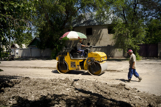 Road construction in Bishkek