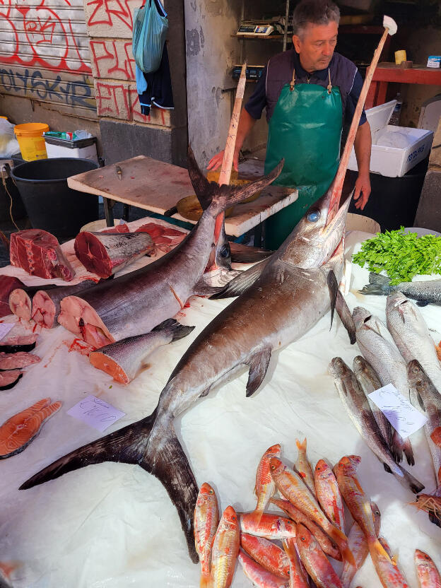 Saturday fish market on Piazza Alonzo di Benedetto, Catania