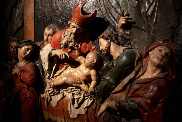 Orginal carvings from the Calvary on display in Old Castle in Banská Štiavnica