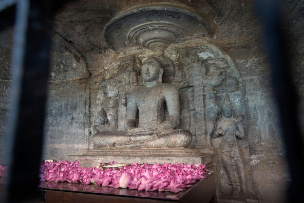 Polonnaruwa, Sri Lanka: Uththararamaya (Gal Vihara) Buddha statues carved out of the full rock