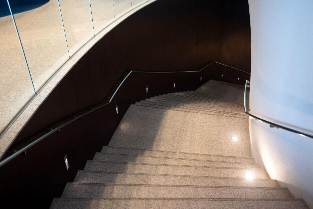 Taichung, Taiwan: National Taichung Theater, stairs down to one of three stages