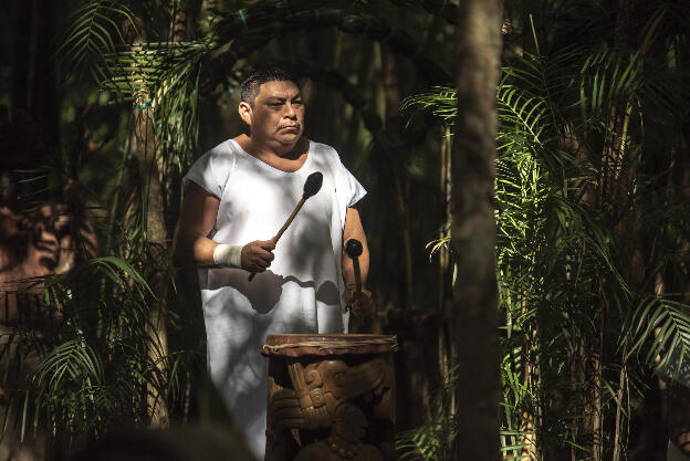 Maya ceremony performed at Choco-Story museum, Uxmal