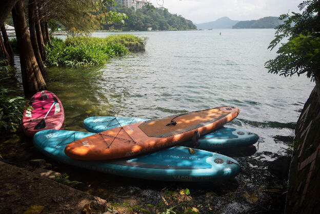 Stand-up paddle boards near Shuishe at Sun-Moon Lake, Taiwan