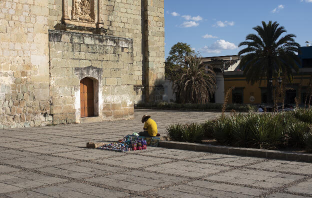 Waiting for business at Templo de Santo Domingo, Oaxaca
