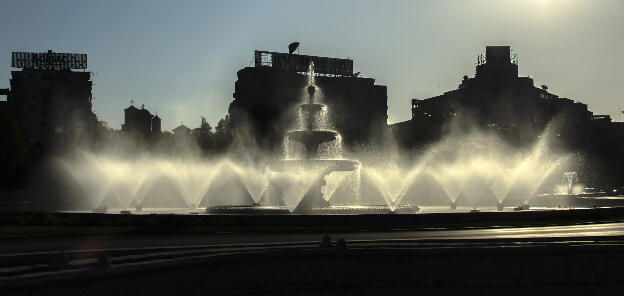 Fountain in downtown Bucharest