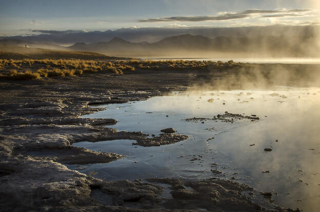 Hot springs in the morning, Altiplano, Bolivia