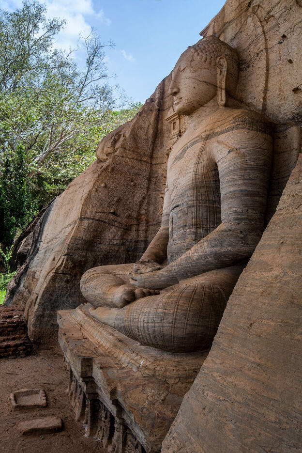 Polonnaruwa, Sri Lanka: Uththararamaya (Gal Vihara) Buddha statues carved out of the full rock