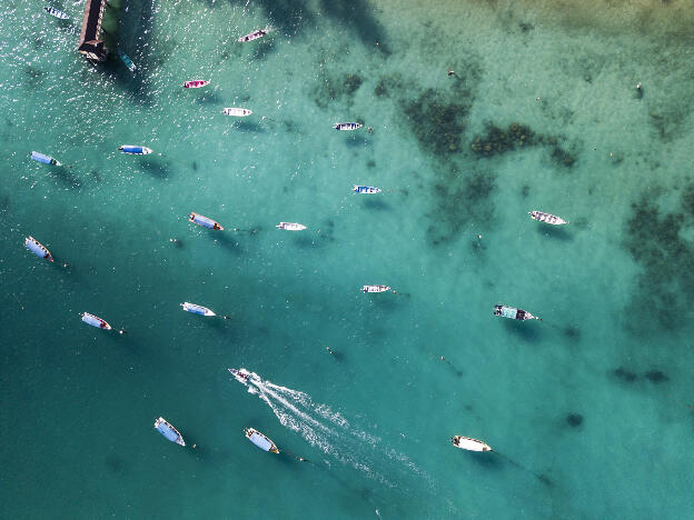 Boats off Perhentian Island (photo by Nadya)