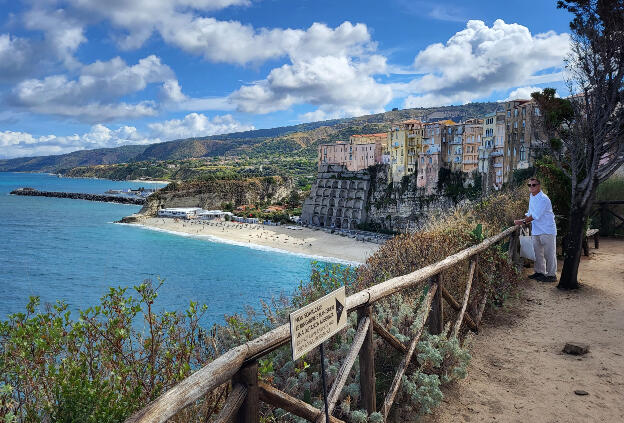 View from the Isola di Tropea towards the town